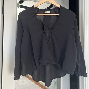 Urban Outfitters cropped black lace up top